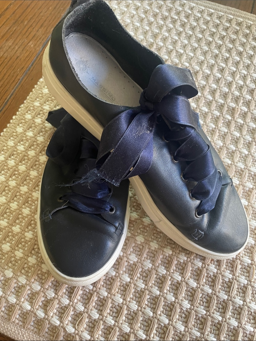 Massimo Granieri Handmade  Navy Leather Sneakers with White Cupsole 8 ( 38)